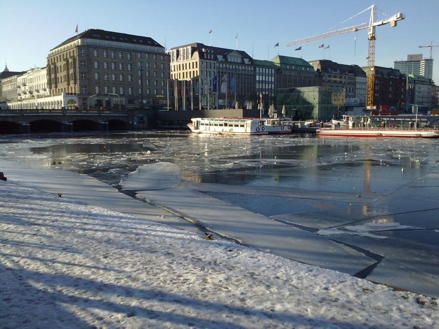 Inner Alster lake in winter